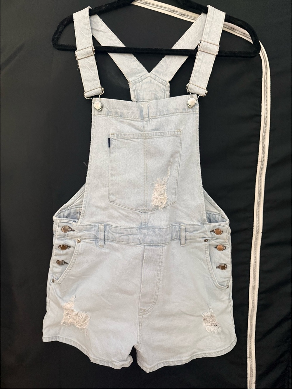 SUPERDRY Vintage Distressed Denim Shortalls Light Blue US 12 NWOT
